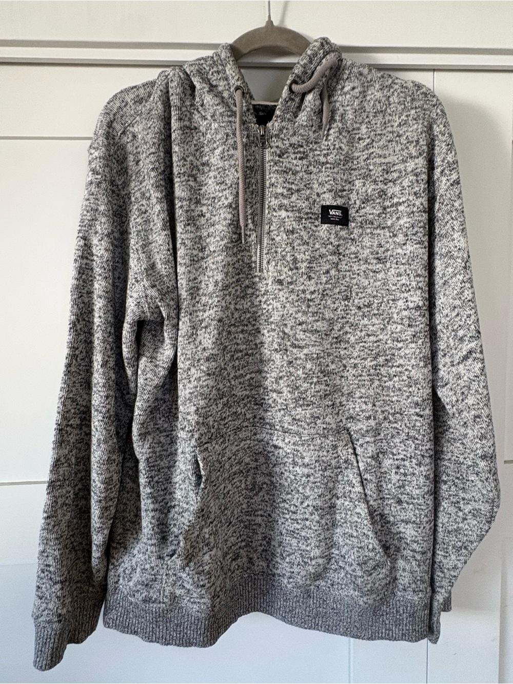 Vans Men's Gray Marled Half-Zip Hoodie Sweater